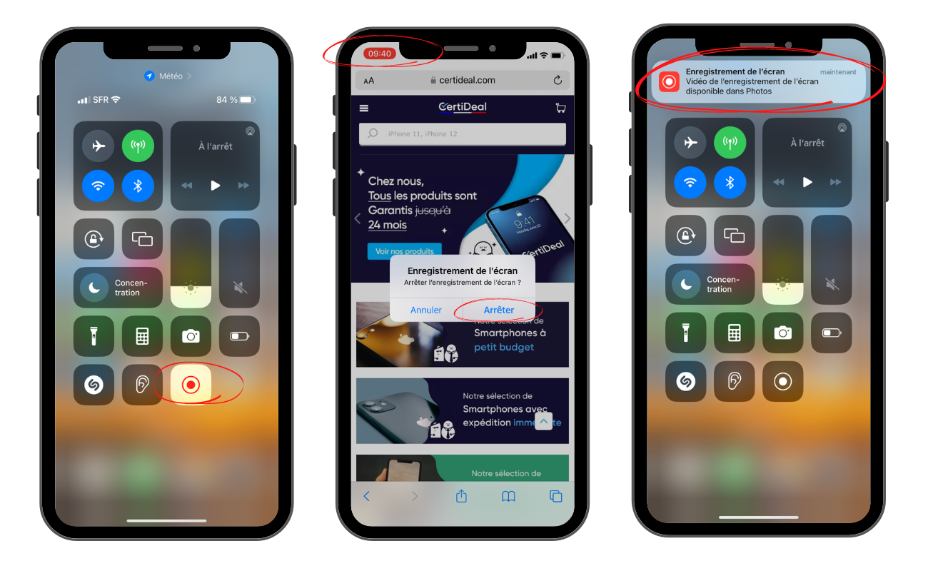 vue écran enregistrement ecran iPhone